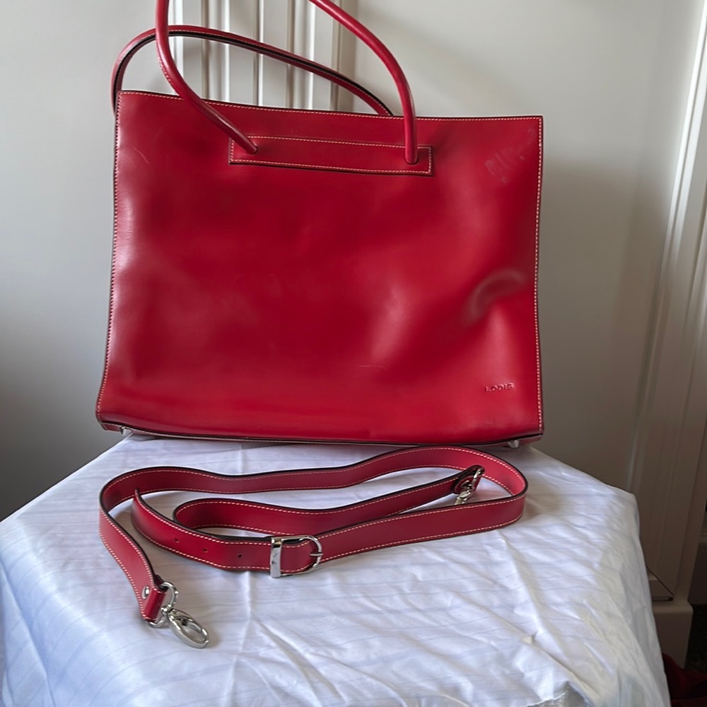 Lodis Red leather computer or tablet bag